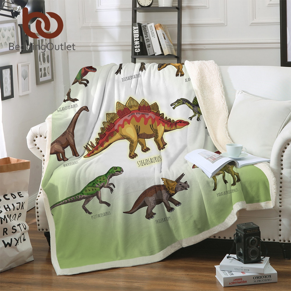 Dinosaur Blanket Sherpa Fleece Material